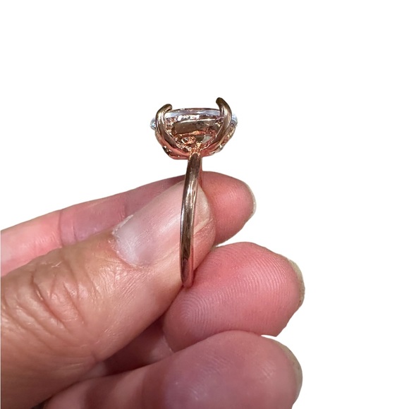 Rose Gold Large Oval Diamond Solitaire Ring - Picture 6 of 9